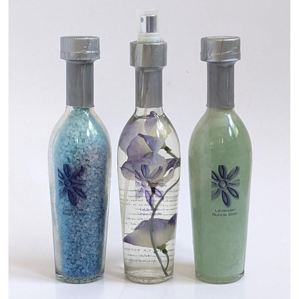 Vtg 2005 Shonfeld's Lavender Bath & Body Gift Set Salts Bubble Bath Linen‎ Spray